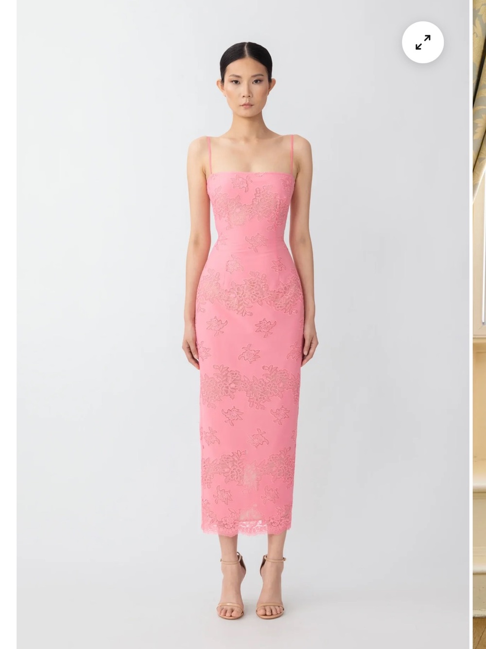 SAU LEE Sinead Rose Pink Embroidered Midi Dress Size 2 NWT